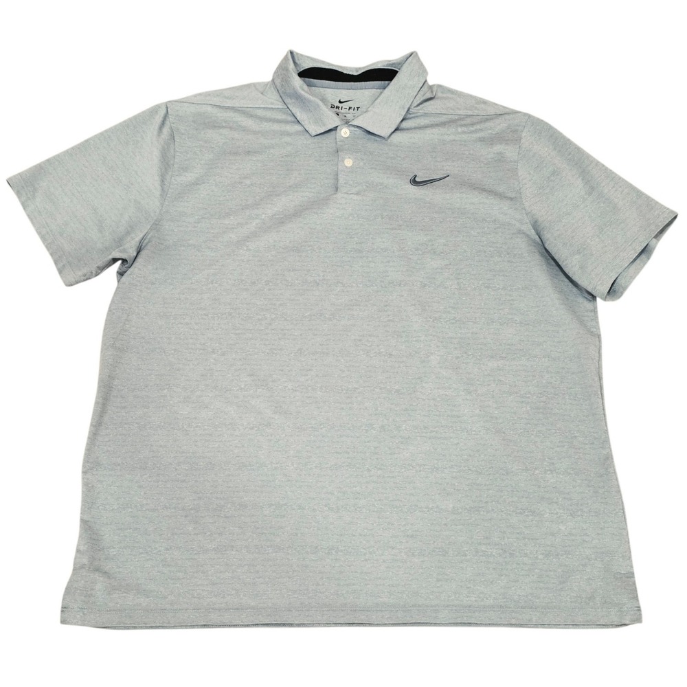 Nike Dri-FIT Golf Polo Shirt Men XL Light Blue Gray Swoosh Performance